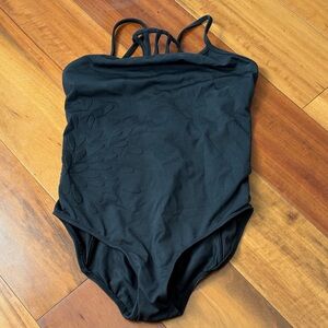 Mirella Fancy Back Black Leotard Flower Texture size 12